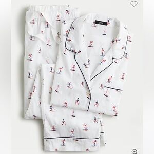 J. Crew White Pajama Set with Surfer Print